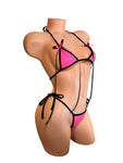 PINK PATTEN LEATHER THONG SET