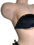 RHINESTONED BLACK INFINTY TOP & JEWELED G STRING