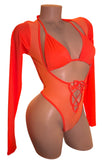 NEON ORANGE ROMPER SET